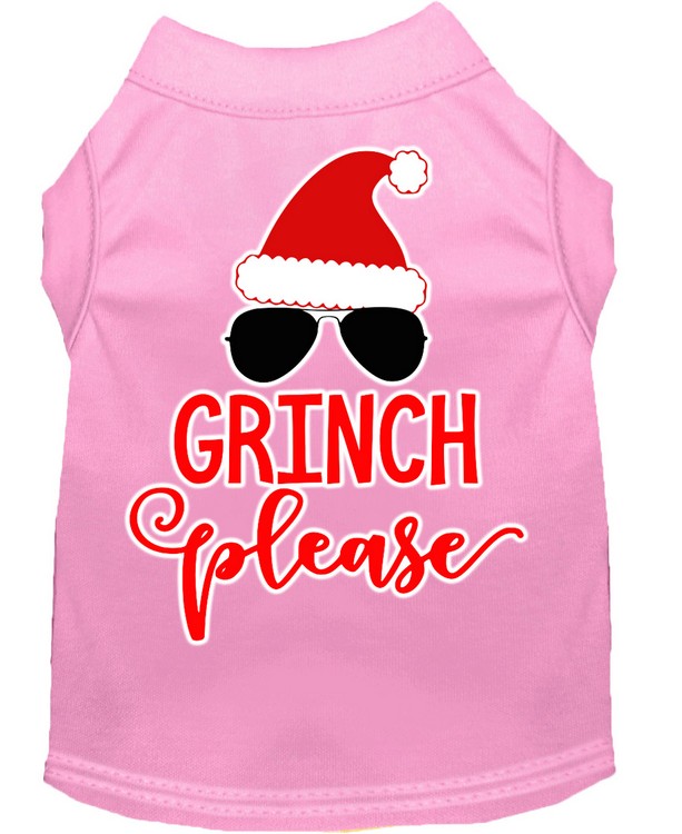 Grinch Please Screen Print Dog Shirt Light Pink XS